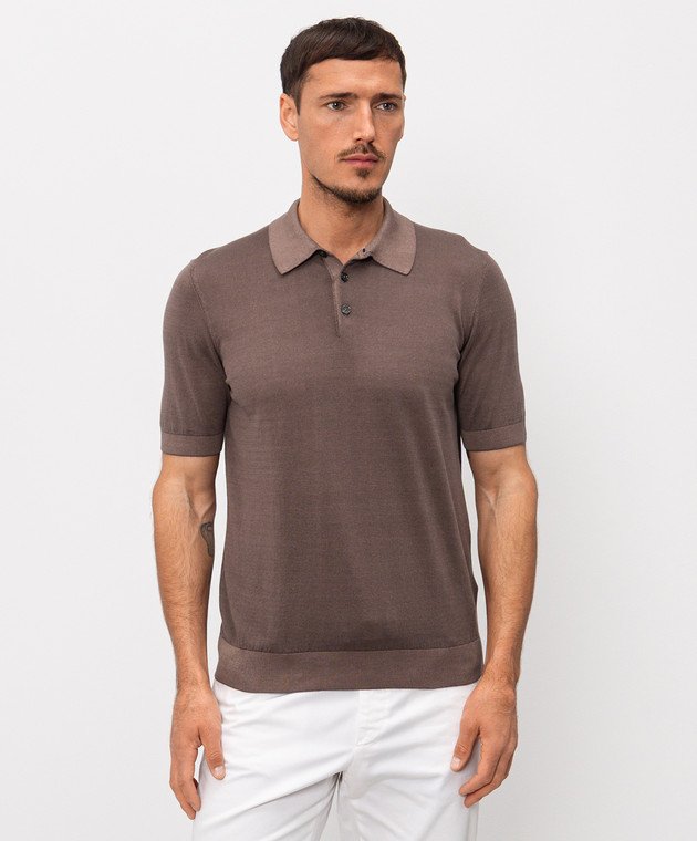Cashmere&Whiskey Коричневе поло з бавовни M54268052 зображення 3