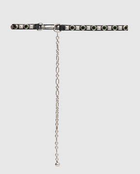 Etro Чорний шкіряний ремінь з кристалами та заклепками WP3B0087AB022