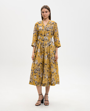 Max Mara Жовта сукня з рамі в квітковий принт SMMESTREMO