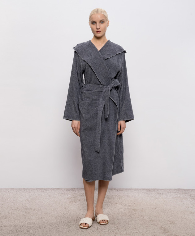Hamam Серый махровый халат ASH LIGHT с капюшоном ASHLIGHTBATHROBE изображение 2