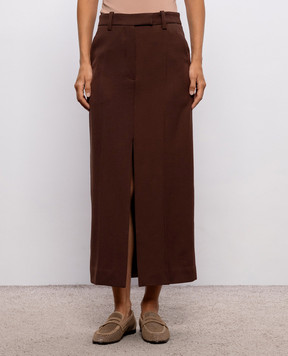 Brunello Cucinelli Коричневая юбка из шерсти MG553G4074