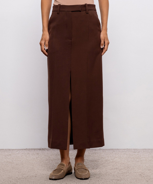 Brunello Cucinelli Коричневая юбка из шерсти MG553G4074 изображение 3