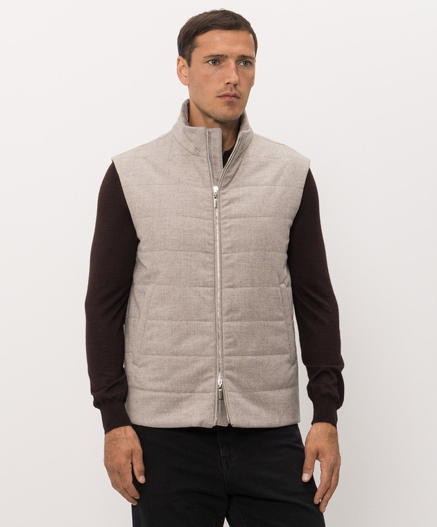 Bertolo Cashmere Серый жилет из шерсти и кашемира 000356002732 изображение 3