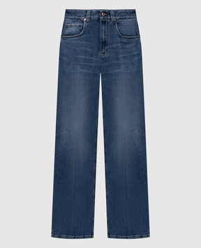 Brunello Cucinelli Синие джинсы с эффектом потертости и цепочкой мониль MB114P4006