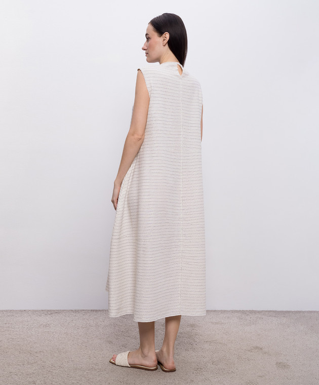 BOBOUTIC Сукня міді кольору айворі із шовку та льону 5022 зображення 4