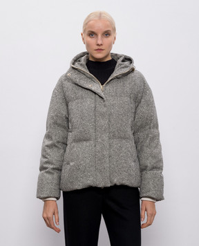 Enrico Mandelli Серый пуховик из шерсти в узор 2D041A5822