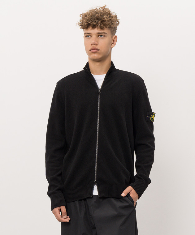 Stone Island Черный кардиган из шерсти L2S155100023S00B4 изображение 3