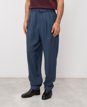 Saint Laurent Сині штани із шовку 862381Y6J78