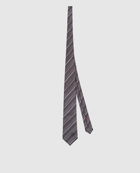 Brunello Cucinelli Серый галстук из шелка в полоску MR8450018