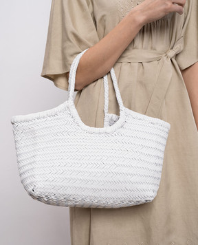 Dragon Белая кожаная плетеная сумка-тоут Nantucket DGS68822