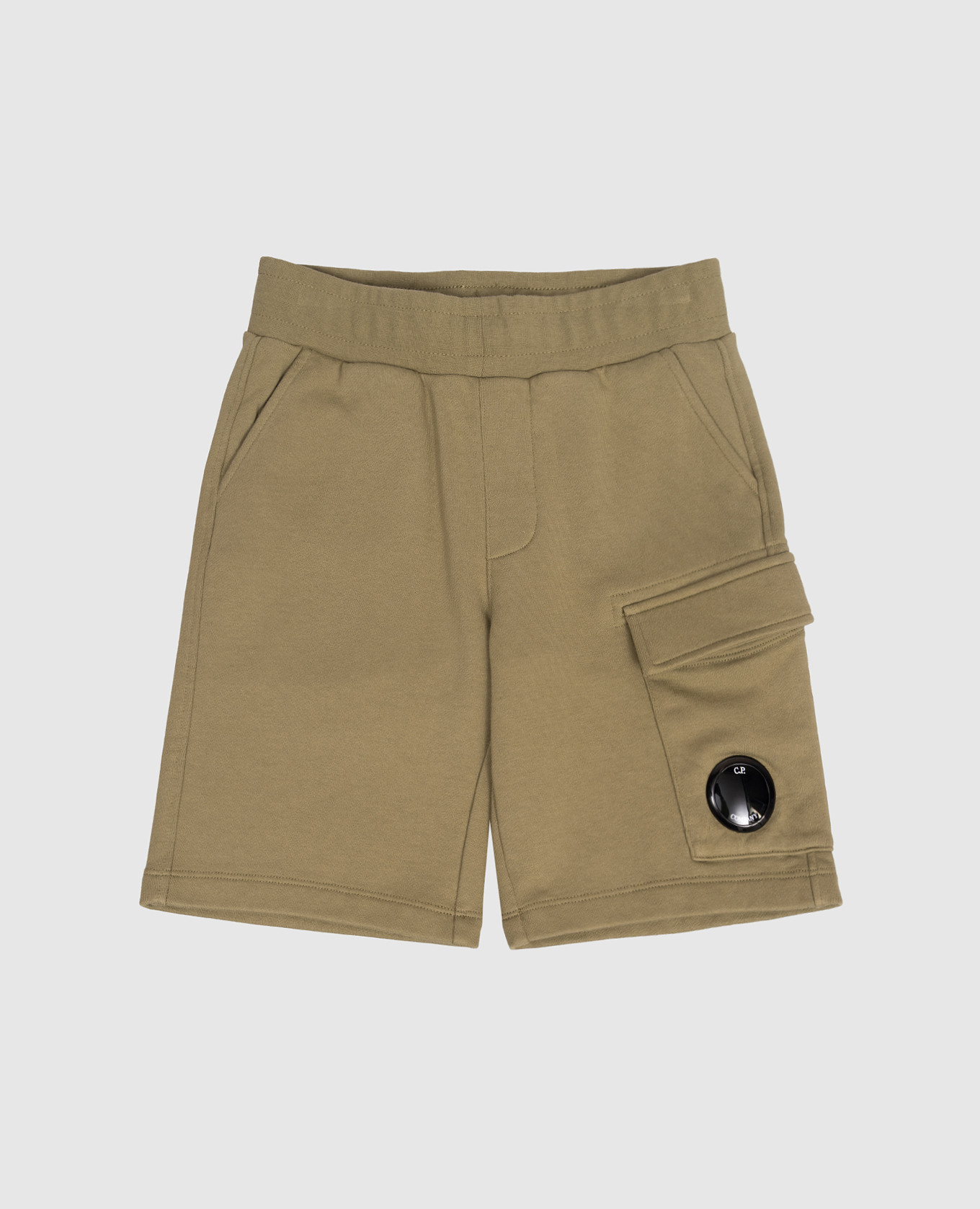 Детские шорты цвета хаки с патчем логотипа