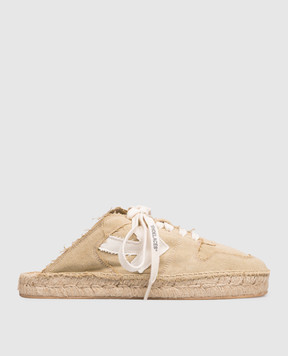 Off-White Бежевые кроссовки-мюли с нашивкой эмблемы OMIB00AS26FAB001