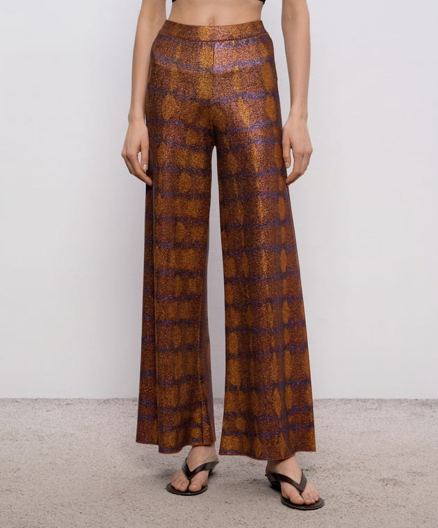 Momoni Коричневые брюки ANSELMO с люрексом MOKN00266MO изображение 3