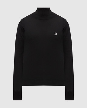 Balmain Чорний гольф із шовком з емблемою HH1KH050KJ53