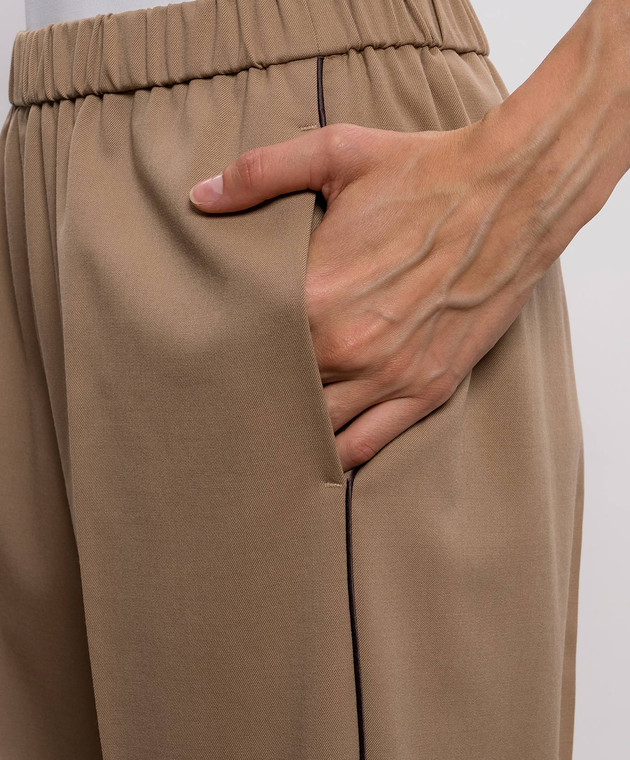 Peserico Коричневые брюки из шерсти P0493403464 изображение 4