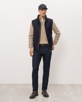 Cashmere&Whiskey Синий жилет из шерсти и кашемира 7400855216