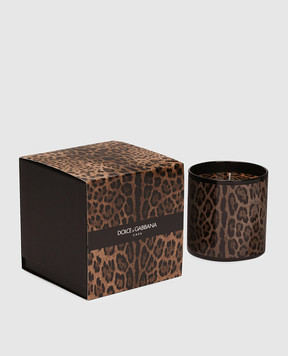 Dolce&Gabbana Ароматична свічка Pachouli в порцеляновому свічнику з леопардовим принтом TCC113TCAHZ