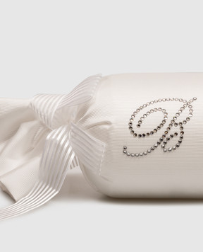 Blumarine Home Біла декоративна подушка-валик під шию з кристалами W0200250036