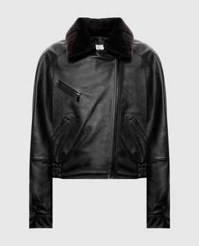 Magda Butrym Коричневая кожаная куртка с мехом LEATHER13JACKET192926