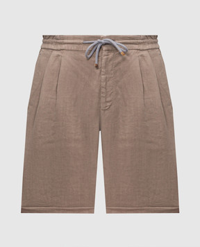 Brunello Cucinelli Коричневые шорты из льна M243DU0020