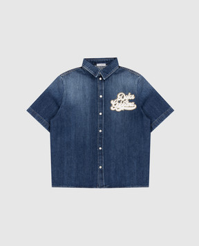 Dolce&Gabbana Дитяча синя джинсова сорочка з нашивкою логотипа L44S77LDD66812+