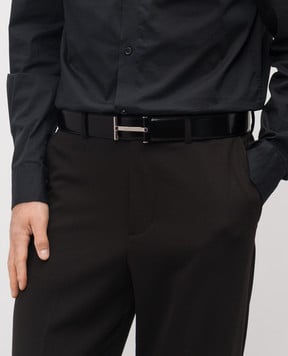Tom Ford Чорний шкіряний глянцевий ремінь TB154LCL052S