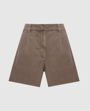 Brunello Cucinelli Коричневые джинсовые шорты с льном ML996P5761