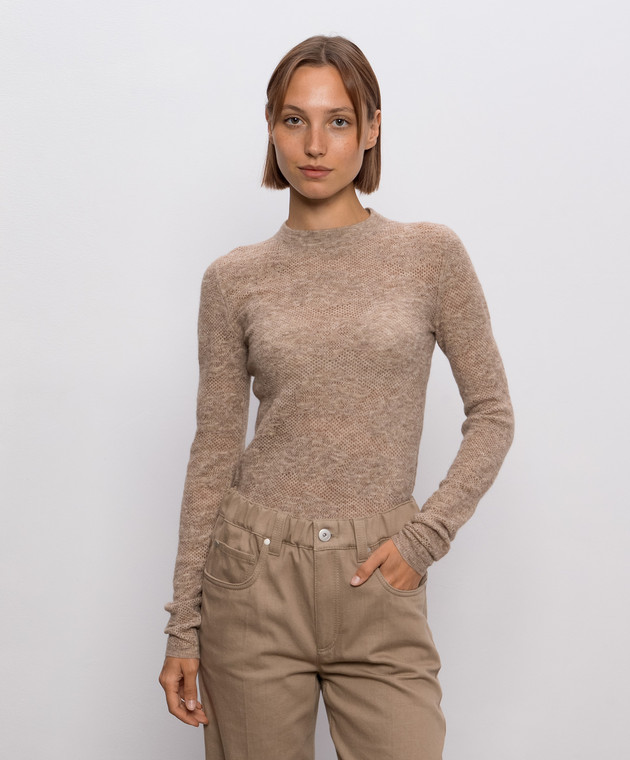 Brunello Cucinelli Бежевый джемпер в узоре MFR491700P изображение 3