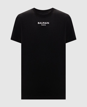 Balmain Чорна футболка з вишивкою логотипа HF1EF000BD10