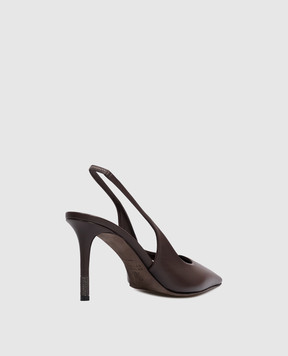 Brunello Cucinelli Коричневые кожаные слингбеки с цепочкой мониль MZSKC3256