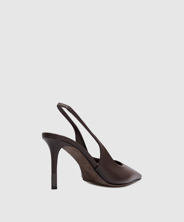 Brunello Cucinelli Коричневые кожаные слингбеки с цепочкой мониль MZSKC3256 изображение 3