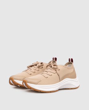 Bally Бежевые комбинированные кроссовки с логотипом WK00DYTE041