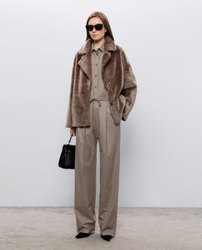 Babe Pay Pls Двухсторонняя коричневая дубленка 2633MERINO