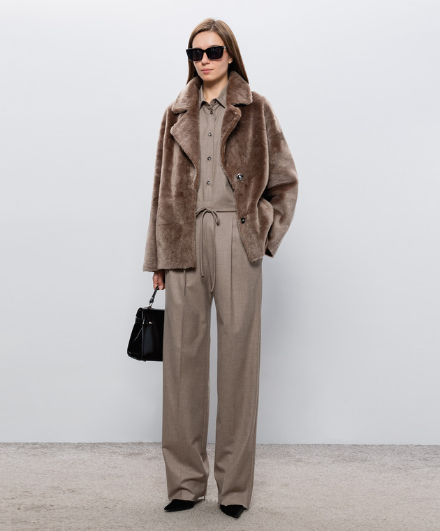 Babe Pay Pls Двухсторонняя коричневая дубленка 2633MERINO изображение 2