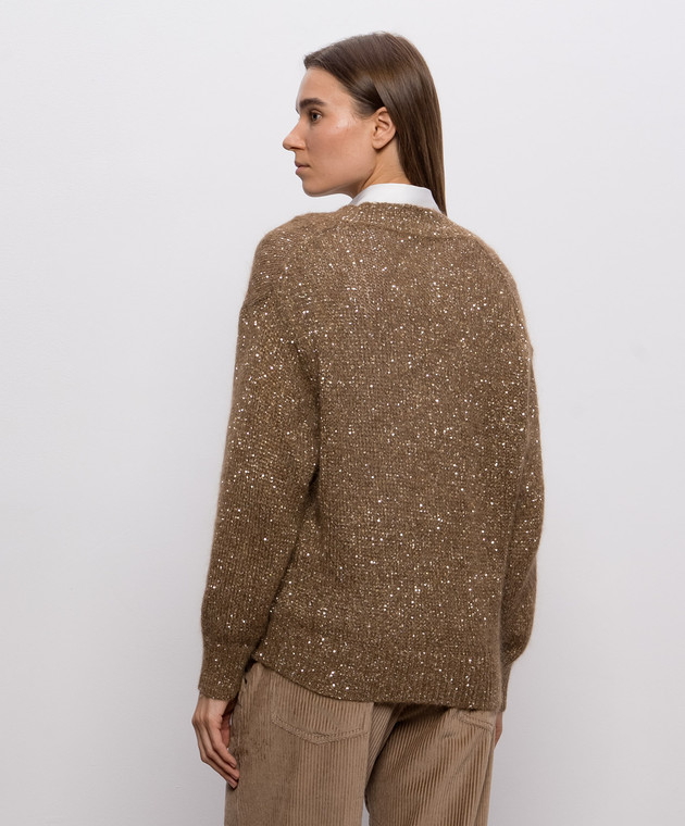Brunello Cucinelli Коричневий пуловер в паєтки MMS579702P зображення 4