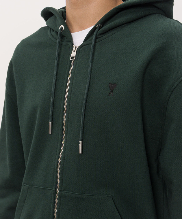 Ami Paris Зеленая спортивная куртка с вышивкой HSW765730 изображение 5