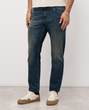 Dolce&Gabbana Синие джинсы с эффектом потертости с нашивкой логотипа GYJCCDG8OL5