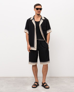 Dolce&Gabbana Чорна сорочка із шовку з контрастним окантуванням G5LH3THI11T