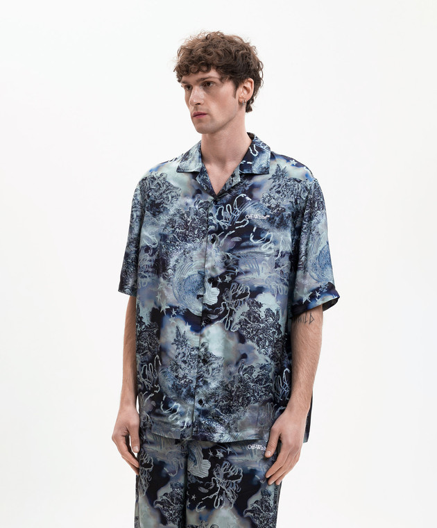 Off-White Синяя рубашка Land&Sky 44XGG01FS26F00B изображение 3