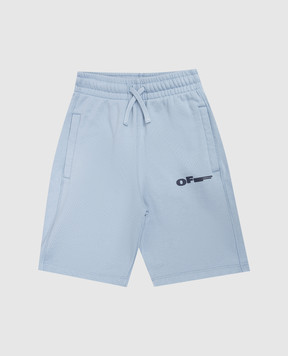 Off-White Детские голубые шорты с принтом логотипа Off 44BCI001S26F004