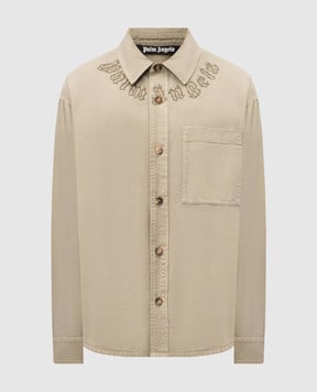 Palm Angels s Рубашка цвета хаки с логотипом PMES043S25FAB001