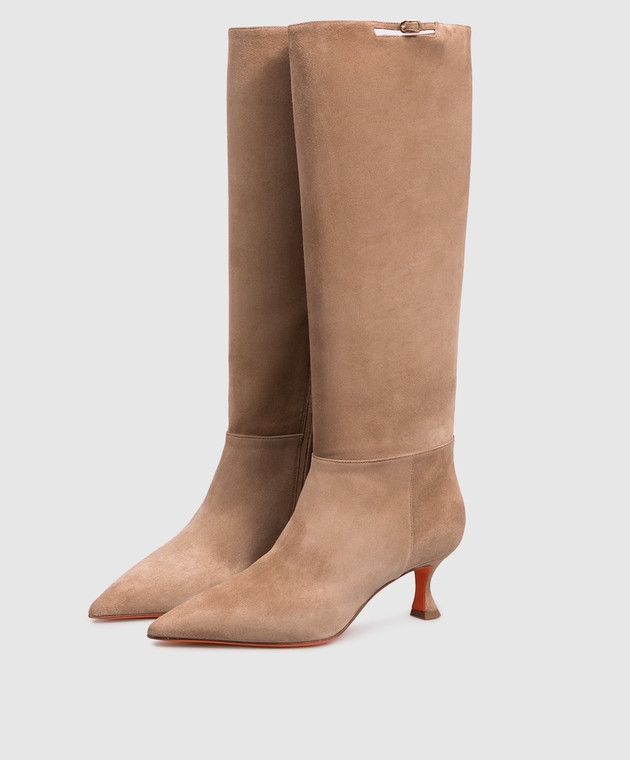 Santoni Бежевые замшевые сапоги WSIS72427HI2NHZW изображение 2
