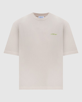 Off-White Бежевая футболка с принтом Arrow Leaves 2AA124S26JER001
