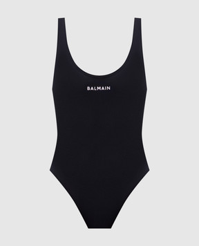 Balmain Черный купальник с принтом логотипа BKBG72490