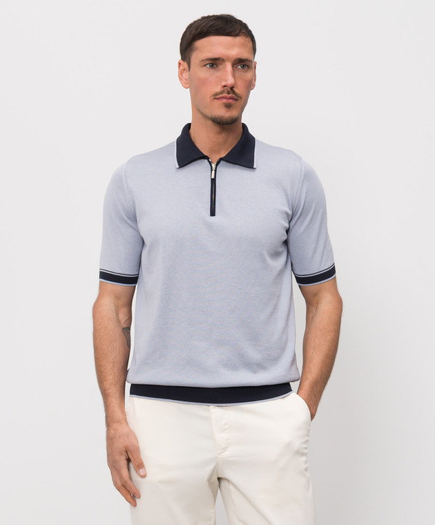 Castangia dal 1850 Сіре поло з шовком NCCA22MCE26 зображення 3