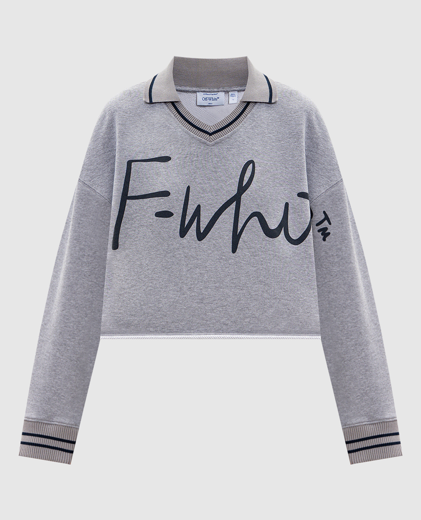 

Серый укороченный свитшот с принтом логотипа, Свитшоты