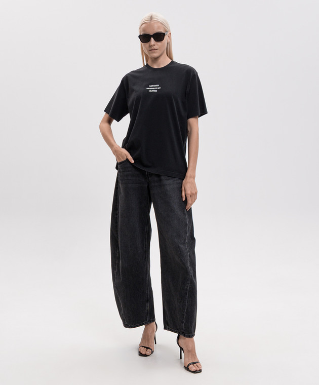 Vetements Черная футболка с надписью MH27TR171Bw изображение 2