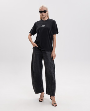 Vetements Черная футболка с надписью MH27TR171Bw