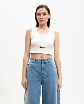 Dolce&Gabbana Топ кольору айворі на ґудзиках F8W63TFU7AV