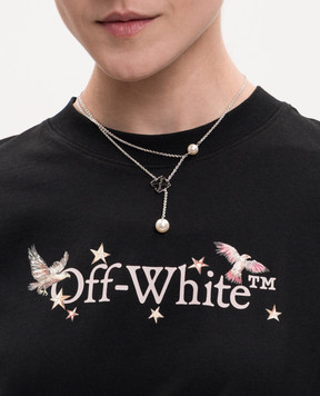 Off-White Серебряная цепочка с бусинами и эмблемой Arrow OWOB140S26MET001